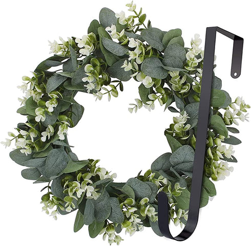 FLORLAB - Eucalyptus Wreath - 16 Inches - Farmhouse Wreath - Front Door Wreath - Door Decor - Green Wreath - for Indoors - Small Wreath - Mini Wreath - Perfect Spring Summer Wreath (16 inches)