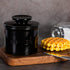 Warome Butter Holder, French Butter Crock for Counter, Farmhouse Butter Keeper With Water Line French Butter Dish with Lid, Perfect Spreadable Consistency(Black)