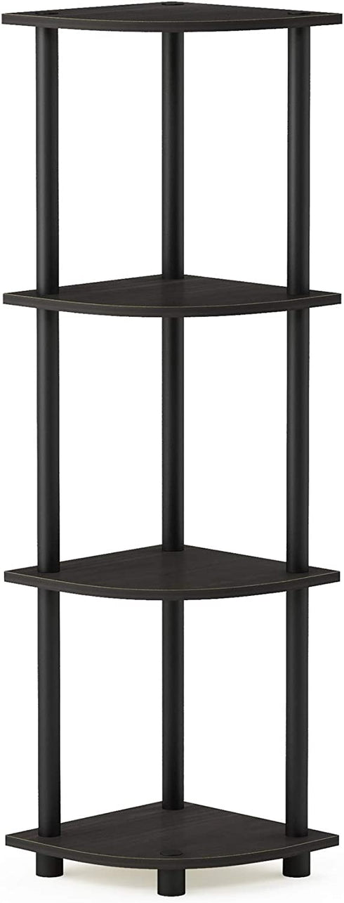 Furinno 12078EX/BK Turn-n-Tube Multipurpose 4-Tier Corner Shelf, Espresso/Black