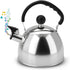 Tea Kettle Stovetop 2.1 Quart Mirror Finished Stainless Steel Whistling Teakettle For Stovetop Tea Pot with Folding Cool Grip Ergonomic Handle Small Tea Pot Water Boiler for Home Kitchen