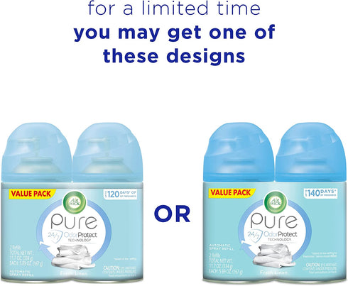 Air Wick Automatic Air Freshener Spray, Fresh Linen, 2ct, Packaging May Vary