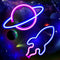 2 Pcs Neon Signs,Led Neon Sign Rocket Planet Decorative Battery or USB Operated Neon Lights Light Up for Bedroom/Kids Room/Home