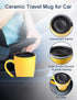 ARRADEN Tea Mug with Infuser and 2 Lids, 18oz Large Tea Infuser Cup, Tea Strainer Mug for Loose Tea, Ceramic Travel Mug with Tea Bag Holder (Yellow)