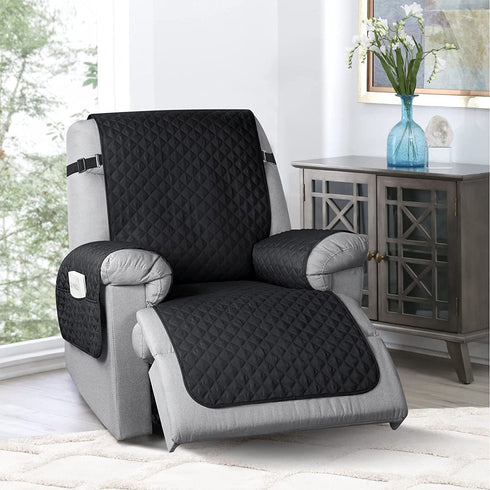 TAOCOCO Non-Slip Recliner Chair Cover Sofa Slipcover, Pet Cover for Small Recliner Chair with Elastic Straps, Washable Reclining Chair Cover Recliner Furniture Protector (23'' Small, Black)