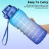 Ahape Gallon Motivational 64/100 oz Water Bottle with Time Marker & Straw, Large Daily Water Jug for Fitness Gym Outdoor Sports, Remind of All Day Hydration, Leak Proof, BPA Free (blue+purple, 100oz)