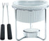 Yumchikel 2 Pieces Fondue Set, 4 oz Heart Shaped Ceramic Melting Pot with Serving Fork, Steel Stand, and Tea Light Candle, Fondue Pot Set for Melting Butter, Chocolate, Cheese and Serving Seafood
