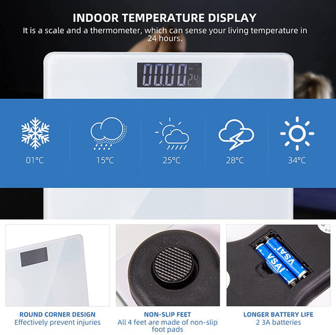 Digital Body Weight Scale, Smart Body Composition Scales for Body Weight, Digital Bathroom Scale with App for Weight Tracker, BMI, Max 400lb1 (White)