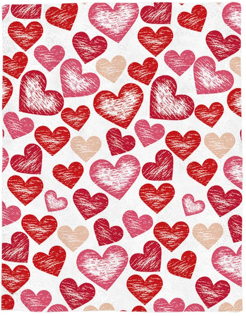 Gogobebe Flannel Fleece Throw Blanket for Sofa Couch Bed Valentine's Day Red and Pink Love Heart Soft Cozy Lightweight Blanket for Adults/Kids 39x49inch