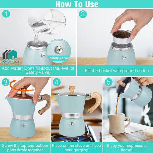 Stovetop Espresso Maker, 6 Espresso Cup Moka Pot - 10 oz Manual Cuban Coffee Percolator Machine Premium Aluminum Moka Italian Espresso Greca Coffee Maker Brewer Percolator