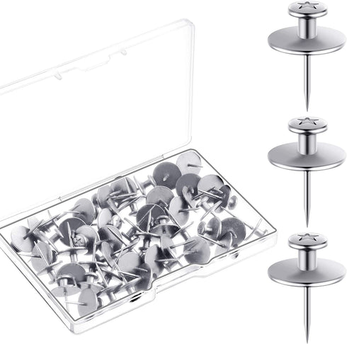 Double Headed Picture Hangers Nails Small Head Thumb Tacks Wall Hanging Picture Photo Hanging Hook Pins for Home Office Hanging Picture Photo Decorations (Silver,25 Pieces)