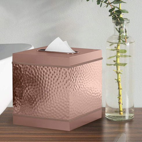 nu steel, Part Accessory Set Hudson Copper Boutique Cover Stainless Steel Square Facial Tissue Box Holder for Bathroom Vanity Countertops,Bedroom Dressers, 5" L x 5" W x 6" H