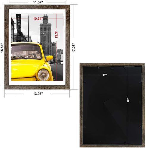 Emeyart 12x16 Frame Made to Display 11x14 Picture with Mat or 12x16 Photo Without Mat Picture Frames Wall Art for Wall Decor or Table Top Display,Brown