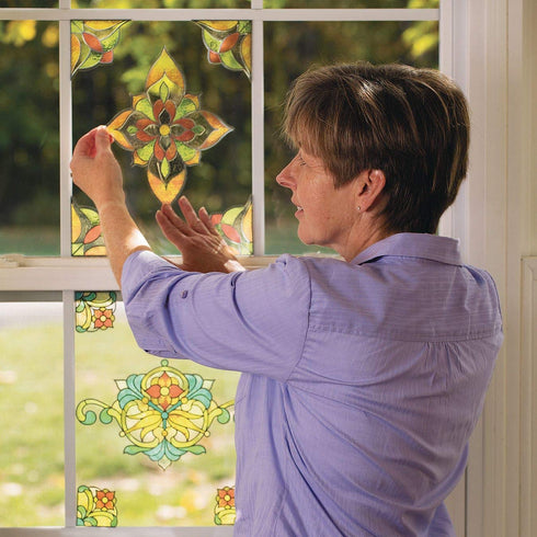 S&S Worldwide CF-13312 Rectangle Stained Glass Window Clings (Pack of 12),Black and White