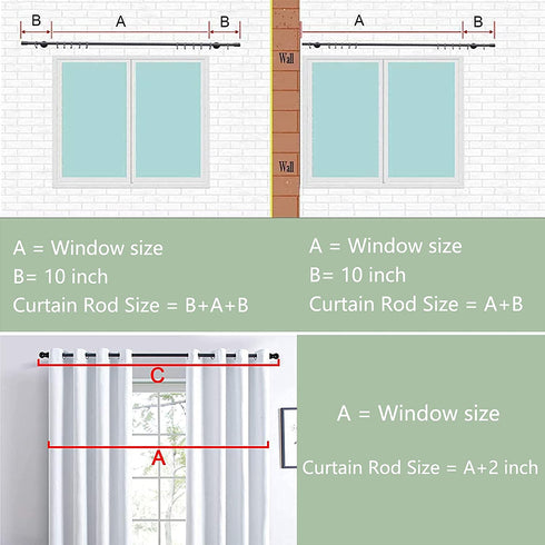 Curtain Rods for windows,1" Diameter Curtain Rod, 30-57" Standard Decorative Window Curtain Rod Set with Brackets for bathroom Kitchen Bedroom Window, Black
