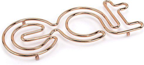Spectrum Diversified Eat Trivet, Steel Cooling Rack for countertops & Kitchen Tables, Funny potholder or d©cor Item for Any Kitchen, Easy to Clean & Safe for Most cookware , Copper