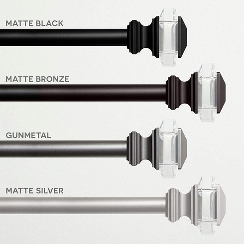 Exclusive Home Curtains Prism 1" Curtain Rod and Coordinating Finial Set, 66"-120", Matte Silver