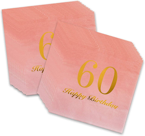 60th Birthday Decorations for women Party Supplies Napkins,Cups,Plates,Straws - 24 Sets