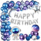 Winrayk 109PCS Outer Space Birthday Party Decoration Metallic Balloon Garland Arch Kit with Happy Birthday Galaxy Rocket Astronaut Moon Star Foil Balloons for Boy Kid Birthday Party Decoration Supply