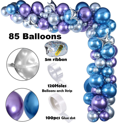 Winrayk 109PCS Outer Space Birthday Party Decoration Metallic Balloon Garland Arch Kit with Happy Birthday Galaxy Rocket Astronaut Moon Star Foil Balloons for Boy Kid Birthday Party Decoration Supply