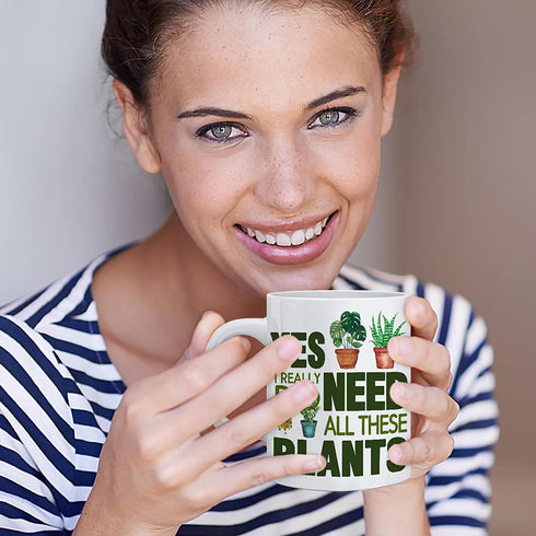 Dynular Plants Lover Gifts for Women Mom Funny Plant Gifts Plant Addict Coffee Mug for Crazy Plant Lady Plant Men Plant Themed Gift for Christmas Birthday All I Need is Plants Coffee Cup Spoon