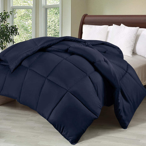 Utopia Bedding Comforter Duvet Insert - Quilted Comforter with Corner Tabs - Box Stitched Down Alternative Comforter (Twin, Navy)