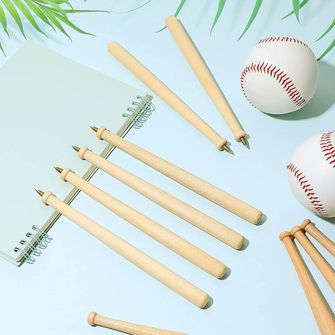 15 Pieces Wood Baseball Bat Pens Black Ink Brown Ball Wood Bat Writing Pens Baseball Birthday Party Sports Party Favors Supplies Goodie Bag Fillers Classroom Teacher Rewards