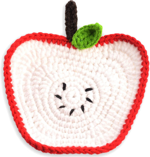 Crochet Doilies 4 Inch Coaster Set, Doily Crochet Coasters Set with Holder, Dollies Crochet Coasters for Wedding Decorations, Outdoor Coasters for Patio Table, Pack of 7, White Apple