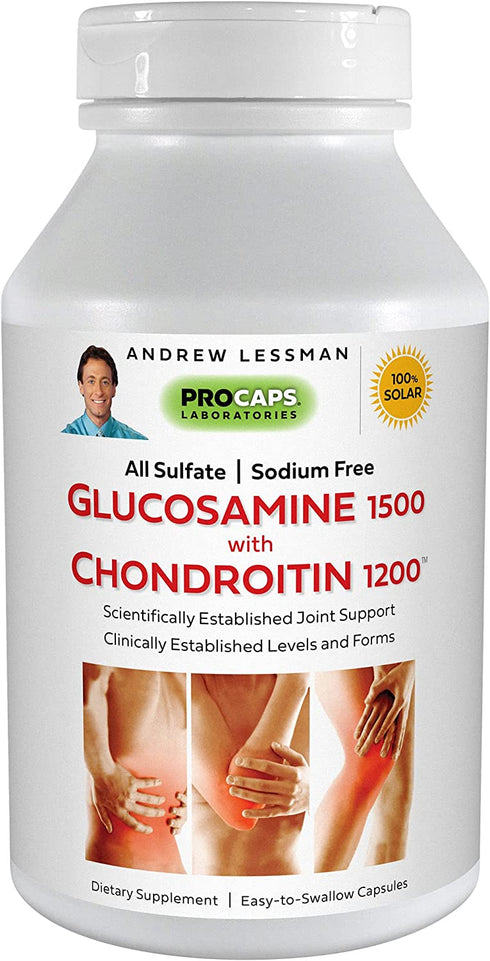 ANDREW LESSMAN Glucosamine 1500 Chondroitin 1200 - 300 Capsules – 100% Sulfate Form, Research Established Ingredients and Levels for Support of Healthy Joint Tissue. Small Easy to Swallow Capsules