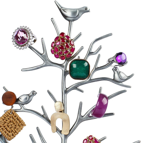 AUTODECO Retro Jewelry Tree Organizer for Necklaces and Earrings Ring Tree Holder Display Jewelry Tower Tree Great Gift for Women Girl Antique Silver