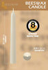 Hyoola 8" Beeswax Taper Candles - 8 Hour Burn Time - White Beeswax Candles - 4 Pack
