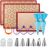 Macaroon Baking Kit Silicone Mat - Macaroon Baking Set Silicone Baking Mat 1 Quarter Sheet and 2 Half Sheet Macaron Baking Mat,Macaron Mat Baking Sheet,2 Piping Pastry Bag with Bag Tie,6 Piping Tips
