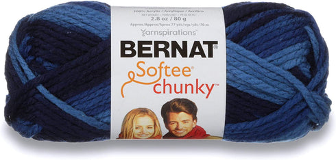 Bernat Softee Chunky Ombre Yarn, 2.5 oz, Gauge 5 Bulky Chunky, 100% Acrylic, Denim Ombre