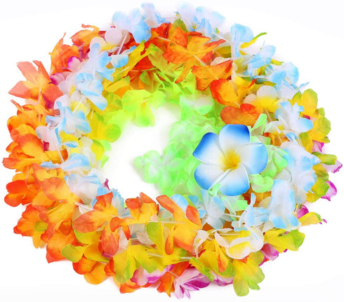 Hawaiian Leis Bulk,Luau Party Supplies Including 50Pcs Leis and 18Pcs Hawaiian Flower Hair Clips for Tropical Luau Hawaiian Party