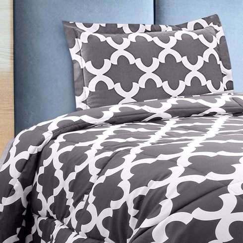 Utopia Bedding Printed Comforter Set (Full, Grey) with 2 Pillow Shams - Luxurious Brushed Microfiber - Down Alternative Comforter - Soft and Comfortable - Machine Washable