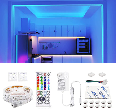 Bason Under Cabinet Lights with 44 Keys Remote and Power Supply, Under Bed Lights 32.8ft High Bright 300 LEDs Light Strips Kit for Kitchen,Bar,Computer Desk, Wall Lights.