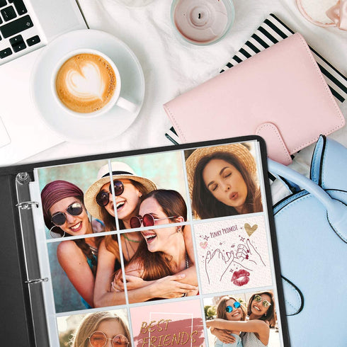 Dunwell 4x4 Photo Album Refills- (50 Pack) Standard 3 Ring Album 12 x 12 Photo Sleeve Protectors, Holds 900 4 x 4 Square Picture, Instagram Prints, Durable Super Heavyweight Poly, Archival Quality