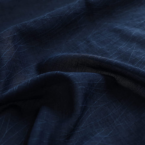 Navy Blue Sheer Curtains 84 Inches Long for Boys Bedroom 2 Panels Set Non See Through Semi Sheer Faux Cotton Soften Touch Drapes Blossy Wave Textured Silky Window Curtains for Living Room