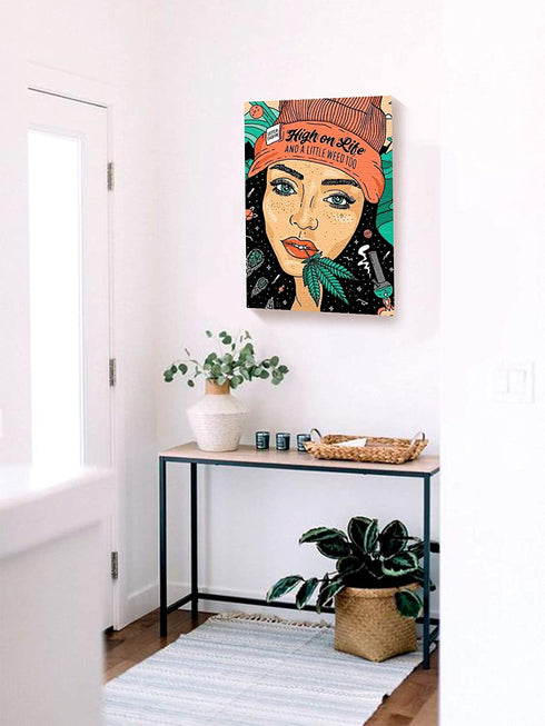 Funny Ugly Christmas Sweater Weed Canvas Wall Art Rasta Girl Home Decor Prints 8" x 12"