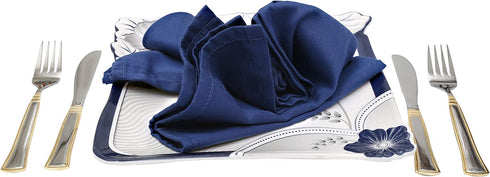 Ruvanti Dinner Cloth Napkins 12 Pack 18X18 Inch Reusable Fabric Napkins Soft, Comfortable, Durable Linen Napkins, Perfect Table Napkins, Ocean Blue / Navy Blue Napkins for Dinners, Weddings & Parties.