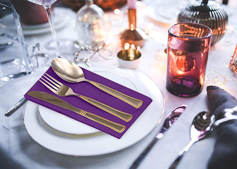 Ruvanti Kitchen Cloth Napkins 12 Pack 18X18 Inch Dinner Napkins Soft, Comfortable, Reusable Napkins, Durable Linen Napkins, Perfect Table Napkins, Purple Napkins for Dinners, Parties & Wedding.