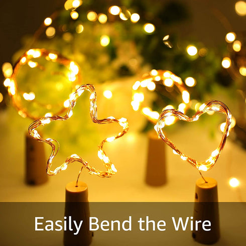 Olafus Wine Bottle Lights, 24 Pack 20 LEDs Cork Lights for Wine Bottles, Mini Fairy Lights Copper Wire Micro Starry String Lights for Jars DIY Crafts Wedding Bar Decor Warm White