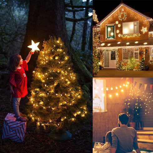 Battery Operated String Lights, 2 Pack 50 LED Christmas Lights Waterproof Mini Lights Set with 8 Modes for Outdoor Indoor Christmas Tree Wreath Wedding Patio Party Garden Decor Warm White