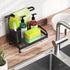 Kitchen Sink Caddy - Tidyway Sponge Holder for Kitchen Sink Brush Dish Rags Soap Holder with Drain Pan Tray, Freestanding Kitchen Sink Organizer, Large Capacity, Black