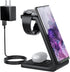 Wireless Charging Station for Samsung, Earteana 3 in 1 Wireless Stand Dock for Samsung S22/S21/S20/S10/Note 20/Note 10, Galaxy Watch 4/3/Active/2/Gear S3, Buds+/Live, 18W QC Adapter Included (Black)