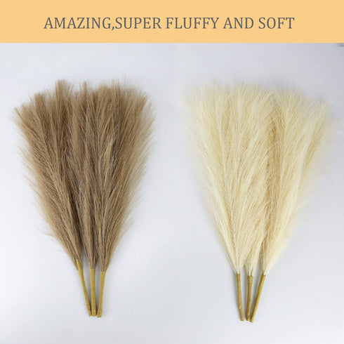 NA Faux Pampas Grass, 17.7inches Beige & Brown Artificial Grass,Fake Grass for Vase Filler (Brown & Beige),1.97*1.97*17.33