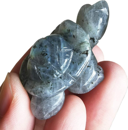 Gemgogo 2 Pcs White Moonstone Crystals and Healing Stones Tortoise, 1.5 Inches Reiki Pocket Gemstone Figurines Room Decor Gemstone