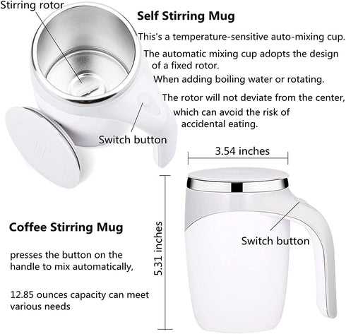 Automatic Magnetic Stirring Coffee Mug, Rotating Home Office Travel Mixing Cup?Funny Electric Stainless Steel Self Mixing Coffee Tumbler, Suitable for Coffee, Milk, Cocoa and Other Beverages€¦€¦