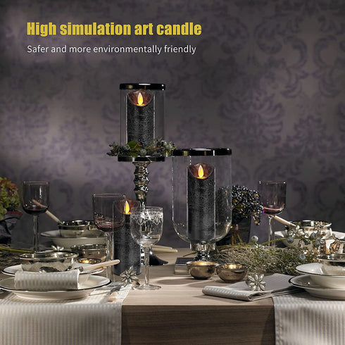RY King Set of 9 Pillar Real Wax Flameless LED Battery Operated Electric Flickering Candles with Remote Control Timer for Holiday Decorations