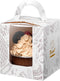 50Pcs Cupcake Boxes Individual,LittleDirigible Portable Single Cupcake Carrier with Window Insert Handle,Pastry Muffins Boxes for Wedding Birthday Party