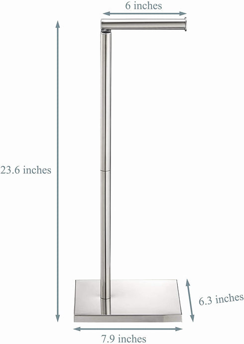 Toilet Paper Holder Stand with Reserve, Stainless Steel Tissue Roll Holder Free Standing for Bathroom